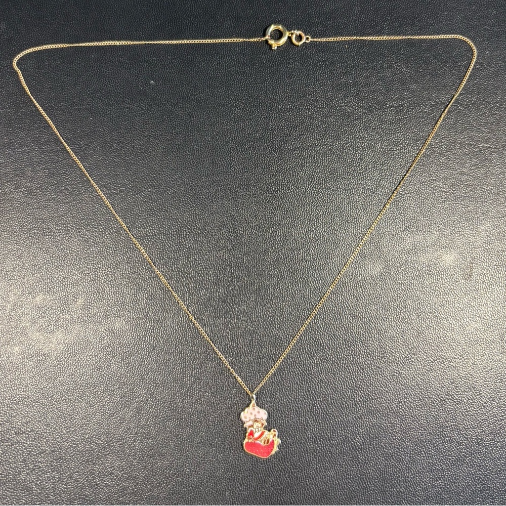 Original 1980 A.G.C. Strawberry Shortcake 3/4” Charm And 15” Necklace